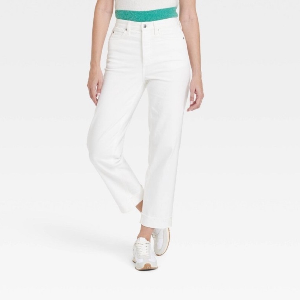 Highest-Rise Straight Ankle Cuffed Jeans - Universal Thread™ White 14 🆕